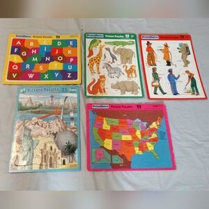 Lot of 5 Vintage Puzzle Patch 25-Piece USA Made Picture Puzzles Ages 3-7